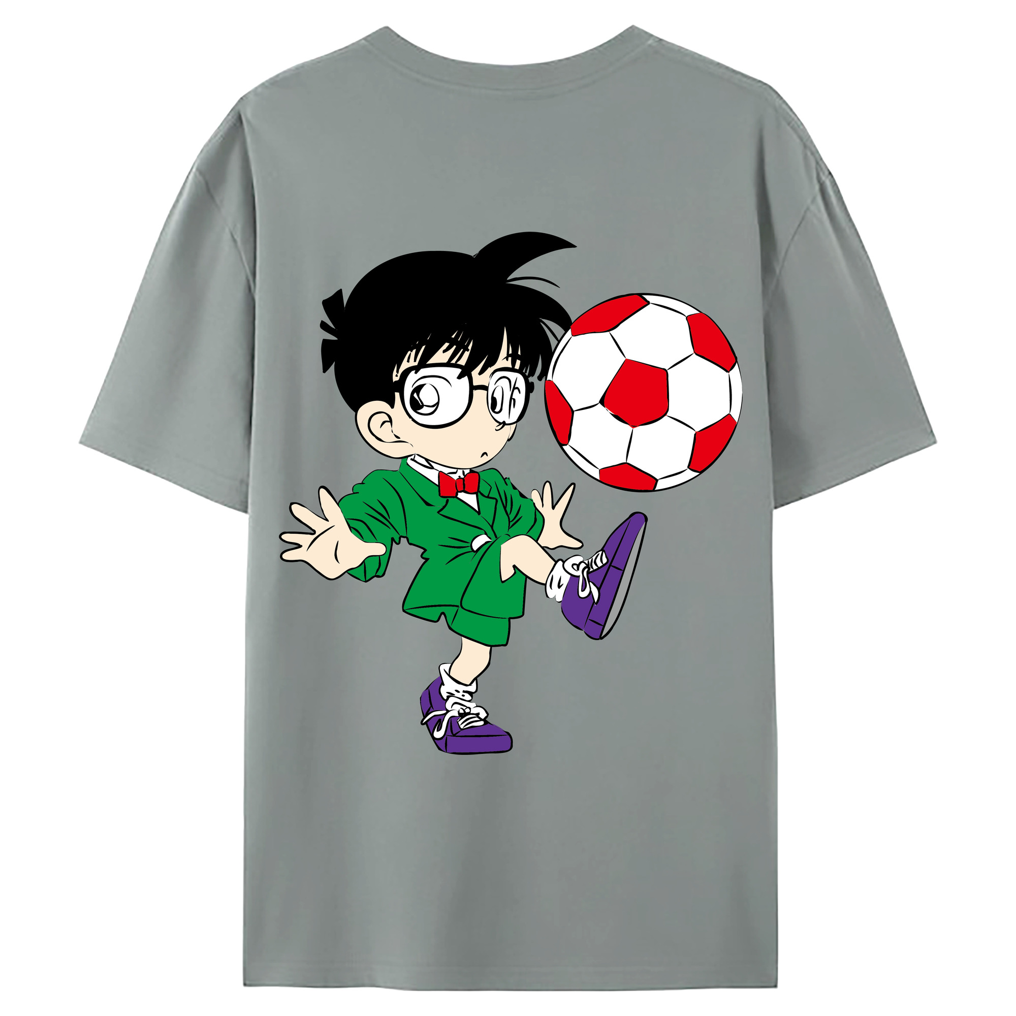 （画像用） 名探偵コナン 江戸川 コナン Detective Conan Conan Edogawa 綿100％ メンズ半袖Tシャツ（バックプリント） 通気性